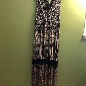 Soma Maxi Dress Black and Tan Print with Lace XXL